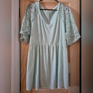Mint Green Lace Sleeve Dress